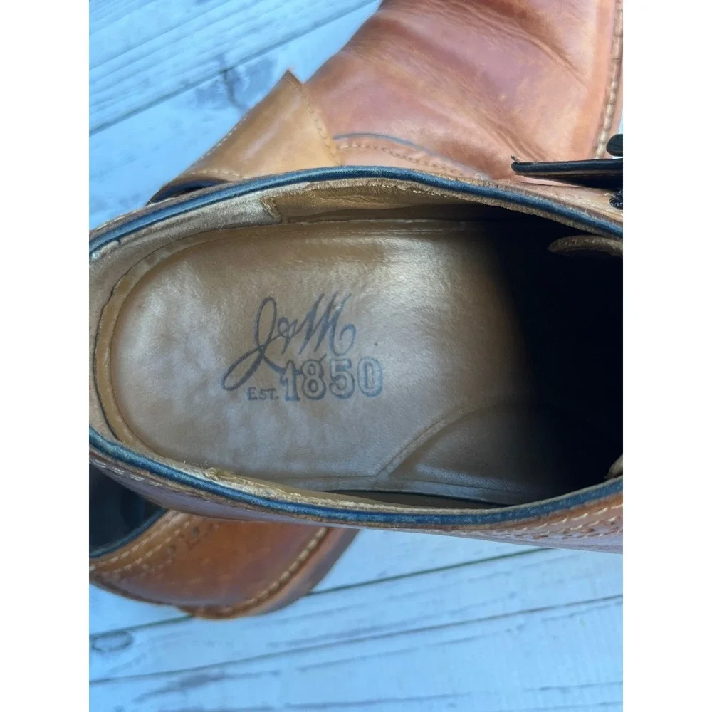 Johnston & Murphy J&M 1850 Mens Tan Leather Single Monk Strap Shoes 9 Luxury
